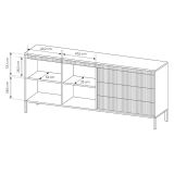 Credenza Nero 3 Cassetti 2 Ripiani 187x40x81h cm, Apertura Battente, Scorrevole - Hatone