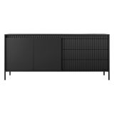 Credenza Nero 3 Cassetti 2 Ripiani 187x40x81h cm, Apertura Battente, Scorrevole - Hatone
