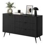 Credenza Nero 3 Cassetti un Ripiano 138x38x81h cm, Apertura Battente, Scorrevole - Halilomo