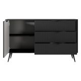 Credenza Nero 3 Cassetti un Ripiano 138x38x81h cm, Apertura Battente, Scorrevole - Halilomo