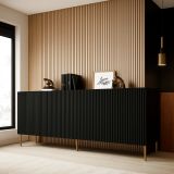 Credenza Nero 4 Ripiani 4 Ante 200x42x82h cm, 8 Vani - Londa
