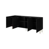 Credenza Nero 4 Ripiani 4 Ante 200x42x82h cm, 8 Vani - Londa