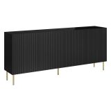 Credenza Nero 4 Ripiani 4 Ante 200x42x82h cm, 8 Vani - Londa