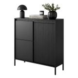 Credenza Nero 5 Ripiani Apertura Battente 104x40x123h cm, 3 Ante - Hatolaro