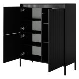 Credenza Nero 5 Ripiani Apertura Battente 104x40x123h cm, 3 Ante - Hatolaro