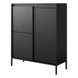 Credenza Nero 5 Ripiani Apertura Battente 104x40x123h cm, 3 Ante - Hatolaro