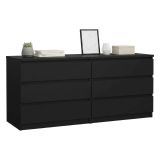 Credenza Nero 6 Cassetti Apertura Scorrevole 154x50x68h cm, Chiusura Scorrevole - Joyce