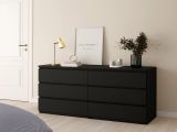 Credenza Nero 6 Cassetti Apertura Scorrevole 154x50x68h cm, Chiusura Scorrevole - Joyce