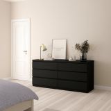Credenza Nero 6 Cassetti Apertura Scorrevole 154x50x70h cm, Chiusura Scorrevole - Abacadabra