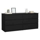 Credenza Nero 6 Cassetti Apertura Scorrevole 154x50x70h cm, Chiusura Scorrevole - Abacadabra
