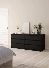 Credenza Nero 6 Cassetti Apertura Scorrevole 154x50x70h cm, Chiusura Scorrevole - Giselle