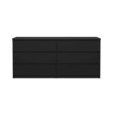 Credenza Nero 6 Cassetti Apertura Scorrevole 154x50x70h cm, Chiusura Scorrevole - Giselle