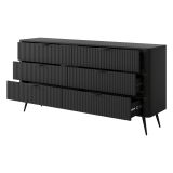 Credenza Nero 6 Cassetti un Ripiano 163x38x81h cm, Apertura Scorrevole - Hali