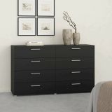 Credenza Nero 8 Cassetti Apertura Scorrevole 140x40x82h cm, Chiusura Scorrevole - Phethai