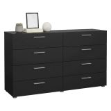 Credenza Nero 8 Cassetti Apertura Scorrevole 140x40x82h cm, Chiusura Scorrevole - Phethai