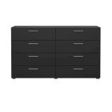 Credenza Nero 8 Cassetti Apertura Scorrevole 140x40x82h cm, Chiusura Scorrevole - Phethai