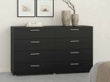 Credenza Nero 8 Cassetti Apertura Scorrevole 140x40x82h cm, Chiusura Scorrevole - Phethai