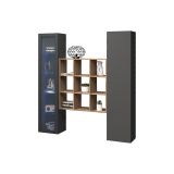Credenza Nero Antracite 14 Ripiani 2 Ante 40x30x180h cm, 19 Vani - Colonno