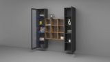 Credenza Nero Antracite 14 Ripiani 2 Ante 40x30x180h cm, 19 Vani - Colonno