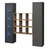 Credenza Nero Antracite 14 Ripiani 2 Ante 40x30x180h cm, 19 Vani - Colonno