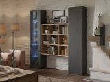 Credenza Nero Antracite 14 Ripiani 2 Ante 40x30x180h cm, 19 Vani - Colonno