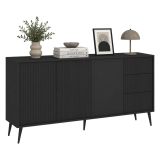 Credenza Nero Antracite 2 Ripiani 3 Cassetti 179x40x98h cm, 3 Ante - Lenasi