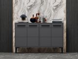 Credenza Nero Antracite 2 Ripiani 4 Ante 120x30x75h cm, 4 Vani - Perledo