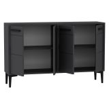 Credenza Nero Antracite 2 Ripiani 4 Ante 120x30x75h cm, 4 Vani - Perledo