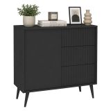 Credenza Nero Antracite 3 Cassetti Un'anta 91x40x98h cm, Apertura Battente, Scorrevole - Lemihapa