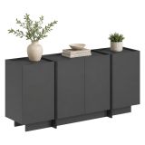 Credenza Nero Antracite 4 Ripiani 4 Ante 180x45x80h cm, 8 Vani - Nolova