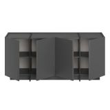 Credenza Nero Antracite 4 Ripiani 4 Ante 180x45x80h cm, 8 Vani - Nolova