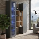 Credenza Nero Antracite 8 Ripiani 2 Ante 40x30x180h cm, 16 Vani - Rimella
