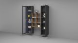 Credenza Nero Antracite 8 Ripiani 2 Ante 40x30x180h cm, 16 Vani - Rimella