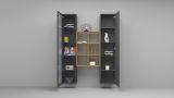 Credenza Nero Antracite 8 Ripiani 2 Ante 40x30x180h cm, 16 Vani - Rimella