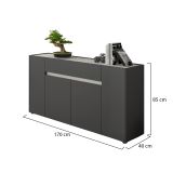 Credenza Nero Antracite Bianco un Cassetto 3 Ripiani 170x40x85h cm, Apertura Battente - Cirimido