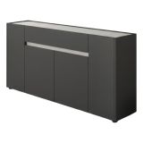 Credenza Nero Antracite Bianco un Cassetto 3 Ripiani 170x40x85h cm, Apertura Battente - Cirimido