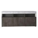 Credenza Nero Antracite Grigio Cemento 3 Ripiani 6 Vani 180x41x80h cm, 3 Ante - Fanna