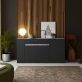 Credenza Nero Antracite Grigio un Cassetto 3 Ripiani 170x40x85h cm, Apertura Battente - Cirimido