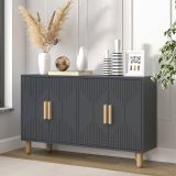 Credenza Nero Antracite Marrone Rovere 2 Ripiani 4 Vani 120x30x74h cm, 4 Ante - Colzano