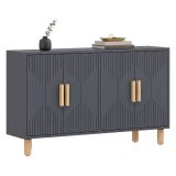 Credenza Nero Antracite Marrone Rovere 2 Ripiani 4 Vani 120x30x74h cm, 4 Ante - Colzano