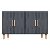 Credenza Nero Antracite Marrone Rovere 2 Ripiani 4 Vani 120x30x74h cm, 4 Ante - Colzano