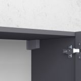 Credenza Nero Antracite Marrone Rovere 6 Ripiani Apertura Battente 160x35x70h cm, 4 Ante Made in Italy - Swink