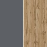 Credenza Nero Antracite Marrone Rovere 7 Ripiani Apertura Battente 200x35x70h cm, 5 Ante Made in Italy - Cordele