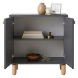 Credenza Nero Antracite Marrone Rovere un Ripiano 2 Ante 72x36x73h cm, 2 Vani - Pontida