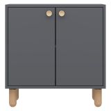 Credenza Nero Antracite Marrone Rovere un Ripiano 2 Ante 72x36x73h cm, 2 Vani - Pontida