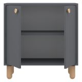 Credenza Nero Antracite Marrone Rovere un Ripiano 2 Ante 72x36x73h cm, 2 Vani - Pontida