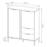Credenza Nero Antracite oro 2 Cassetti 3 Ripiani 103x40x123h cm, Apertura Battente, Scorrevole - Hameno
