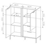 Credenza Nero Antracite oro 2 Cassetti 3 Ripiani 103x40x123h cm, Apertura Battente, Scorrevole - Hameno