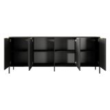 Credenza Nero Antracite oro 4 Ripiani Apertura Battente 203x40x81h cm, 4 Ante - Hamebati