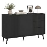 Credenza Nero Antracite un Ripiano 3 Cassetti 135x40x98h cm, 2 Ante - Lemosato